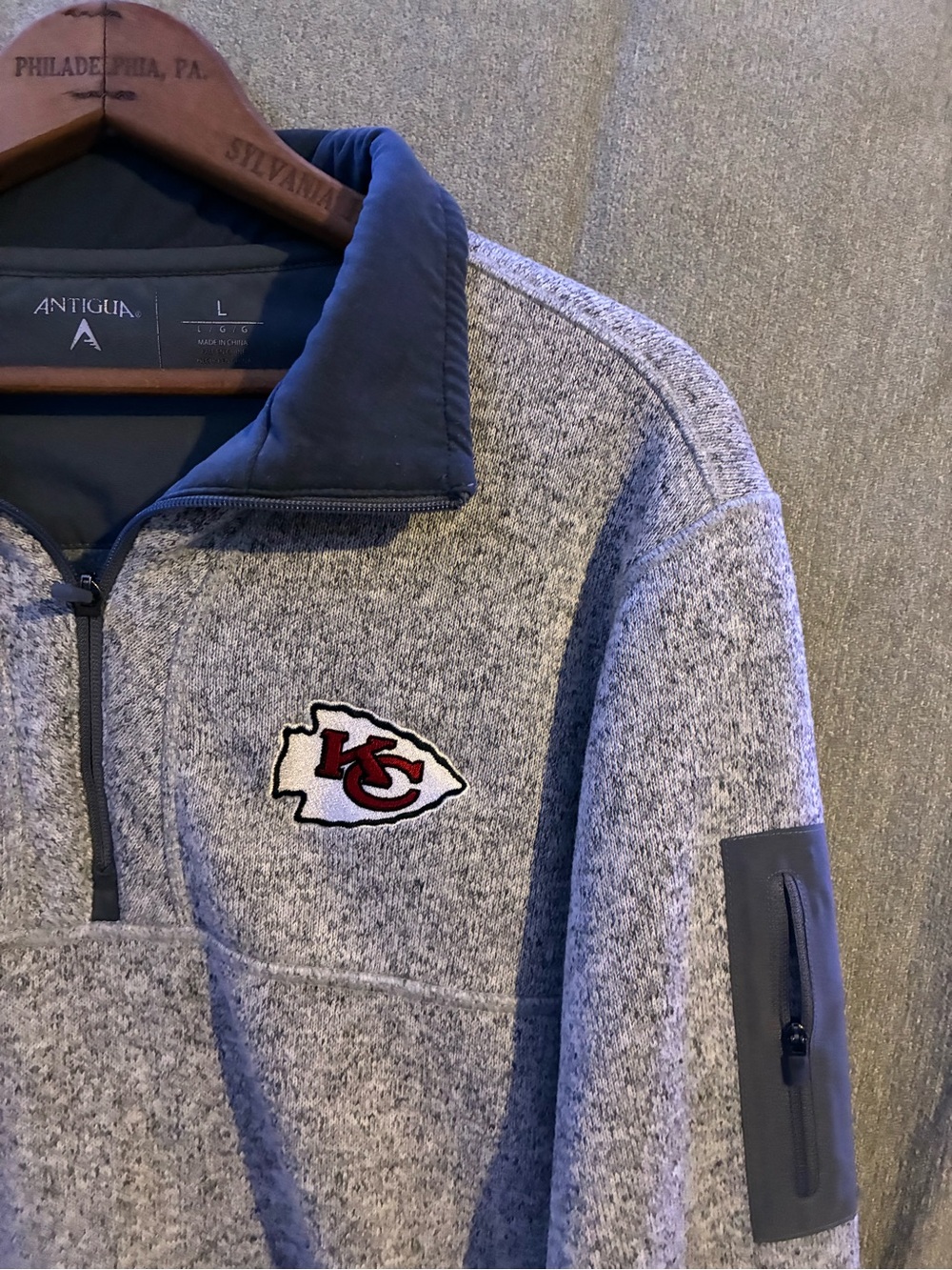 Antigua Men’s Kansas City Chiefs Gray Quarter-Zip by Antigua Men Sweater size L - Picture 2 of 7
